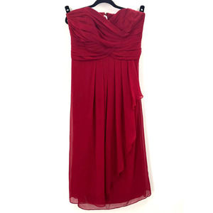 David's Bridal Chiffon Layered W10840 Short Strapless Dress Apple Lined Size 14
